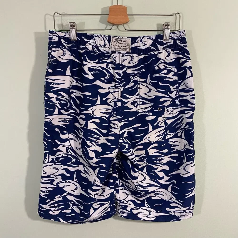Polo Ralph Lauren Youth Navy Sharks Swim Trunks Size XL (18-20)
